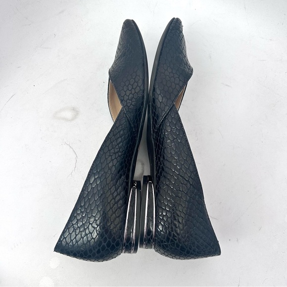 Naturalizer Havana Flat Size 7.5 Snakeskin Embossed Leather Pointed Toe Black - Picture 8 of 12